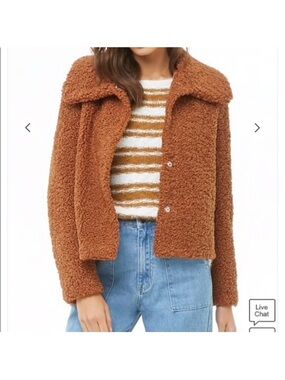 FOREVER 21 Teddy Sherpa Jacket - Rust Brown Women’s Coat SiZE XL